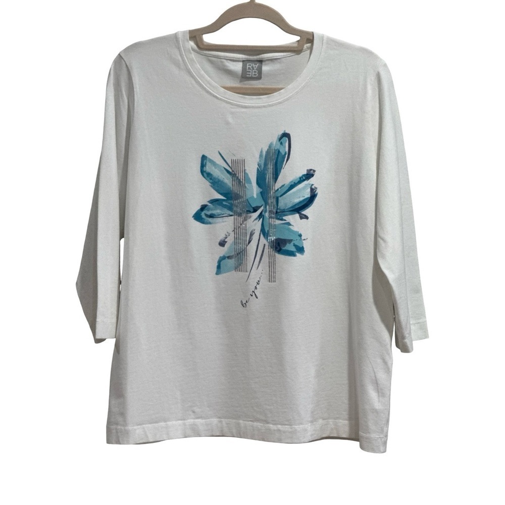Rabe White and Blue Graphic Top